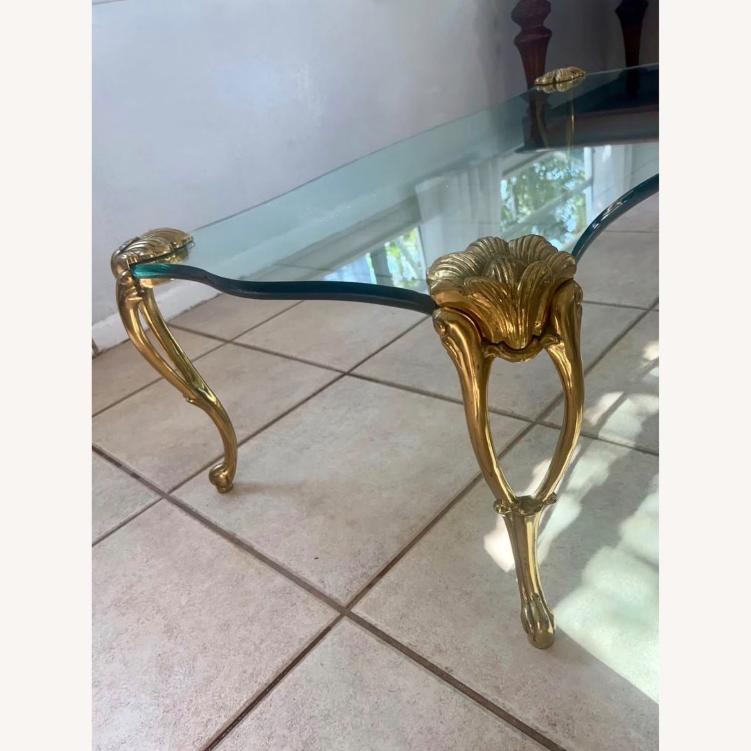 Floating GlassTable with Brass Legs - image-2