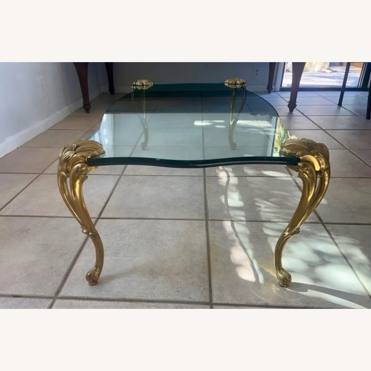 Floating GlassTable with Brass Legs - image-5