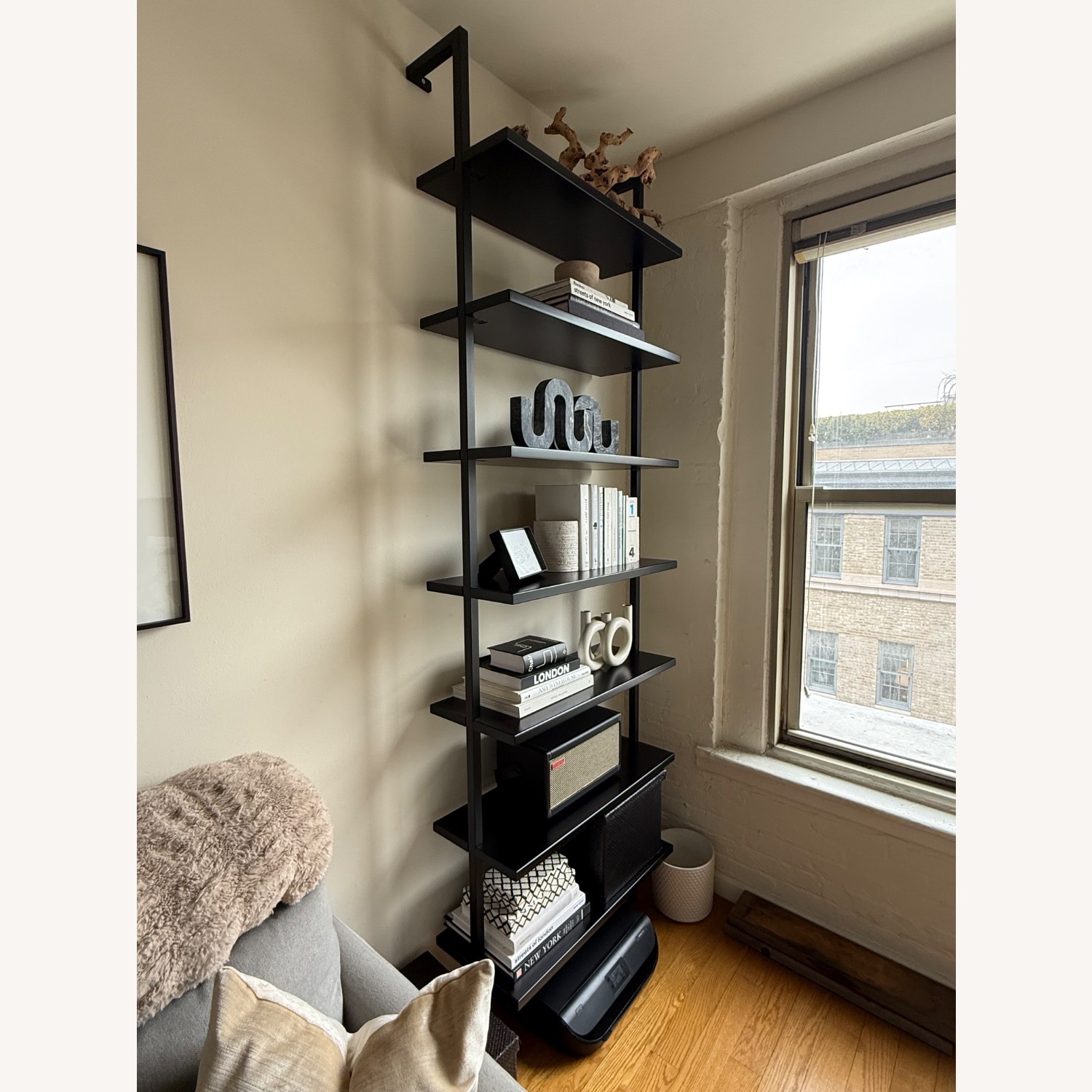 CB2 Stairway 96" Black Metal Wall Mount Bookcase - image-2