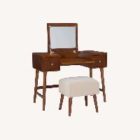 Headley Mid Century Modern 2 Drawer Flip Top Vanity Set