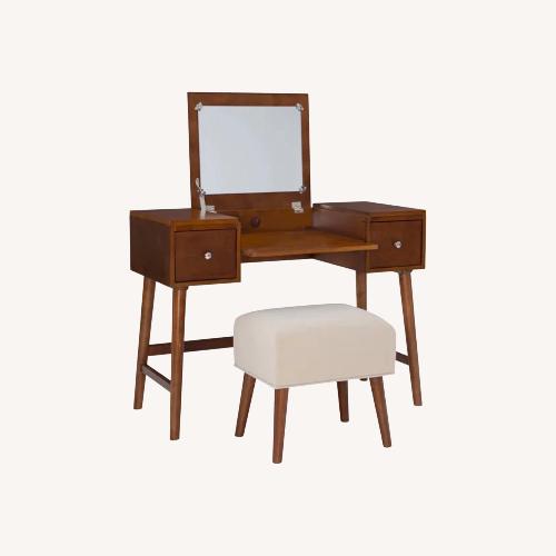 Used Headley Mid Century Modern 2 Drawer Flip Top Vanity Set for sale on AptDeco