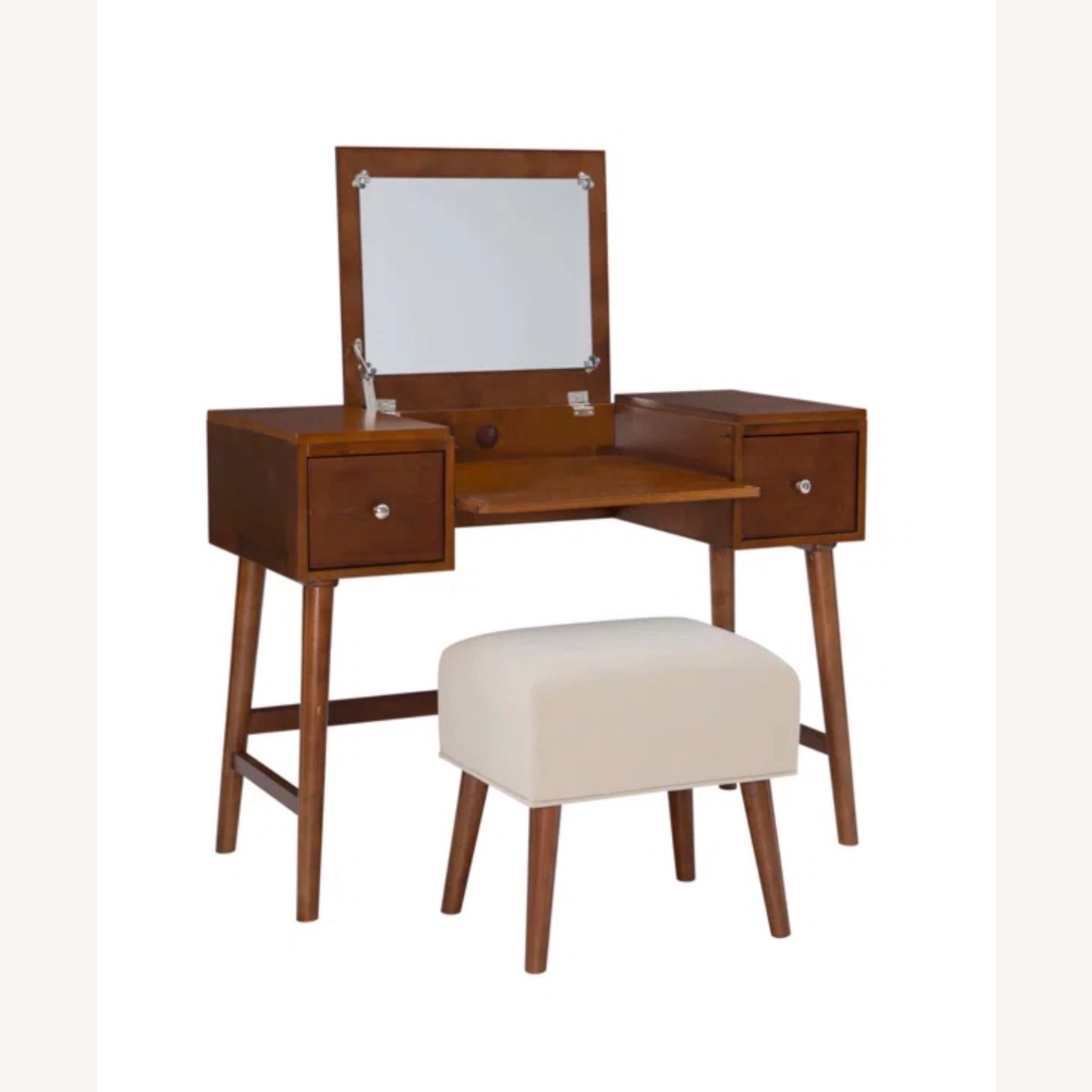 Headley Mid Century Modern 2 Drawer Flip Top Vanity Set - image-2