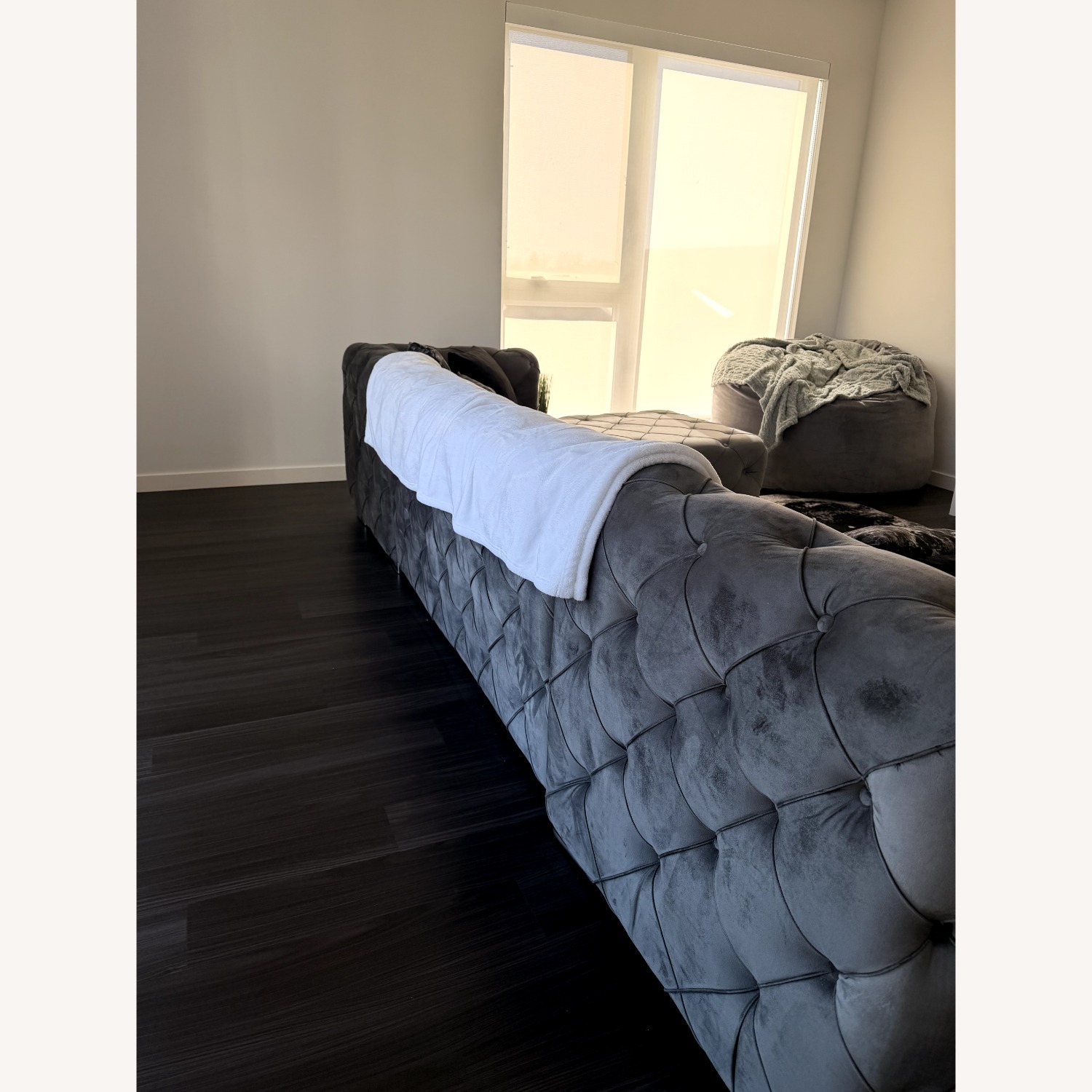 Light Gray Velvet 3+ Piece Sectional - image-5