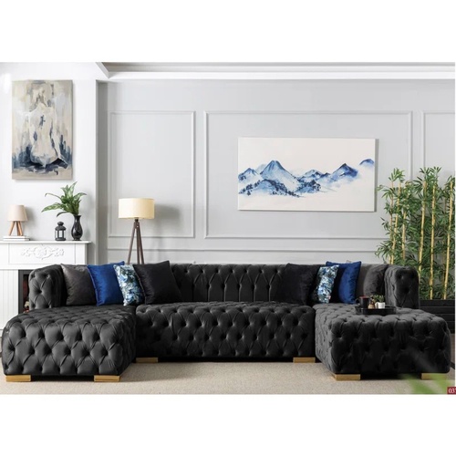 Used Light Gray Velvet 3+ Piece Sectional for sale on AptDeco