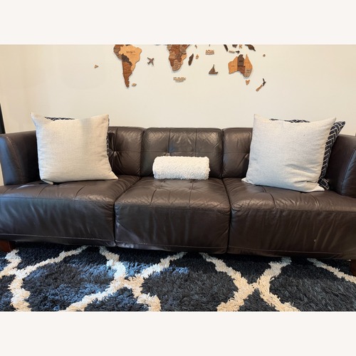 Used Macy's Alessia Dark Brown Leather 3+ Seater Sofa for sale on AptDeco