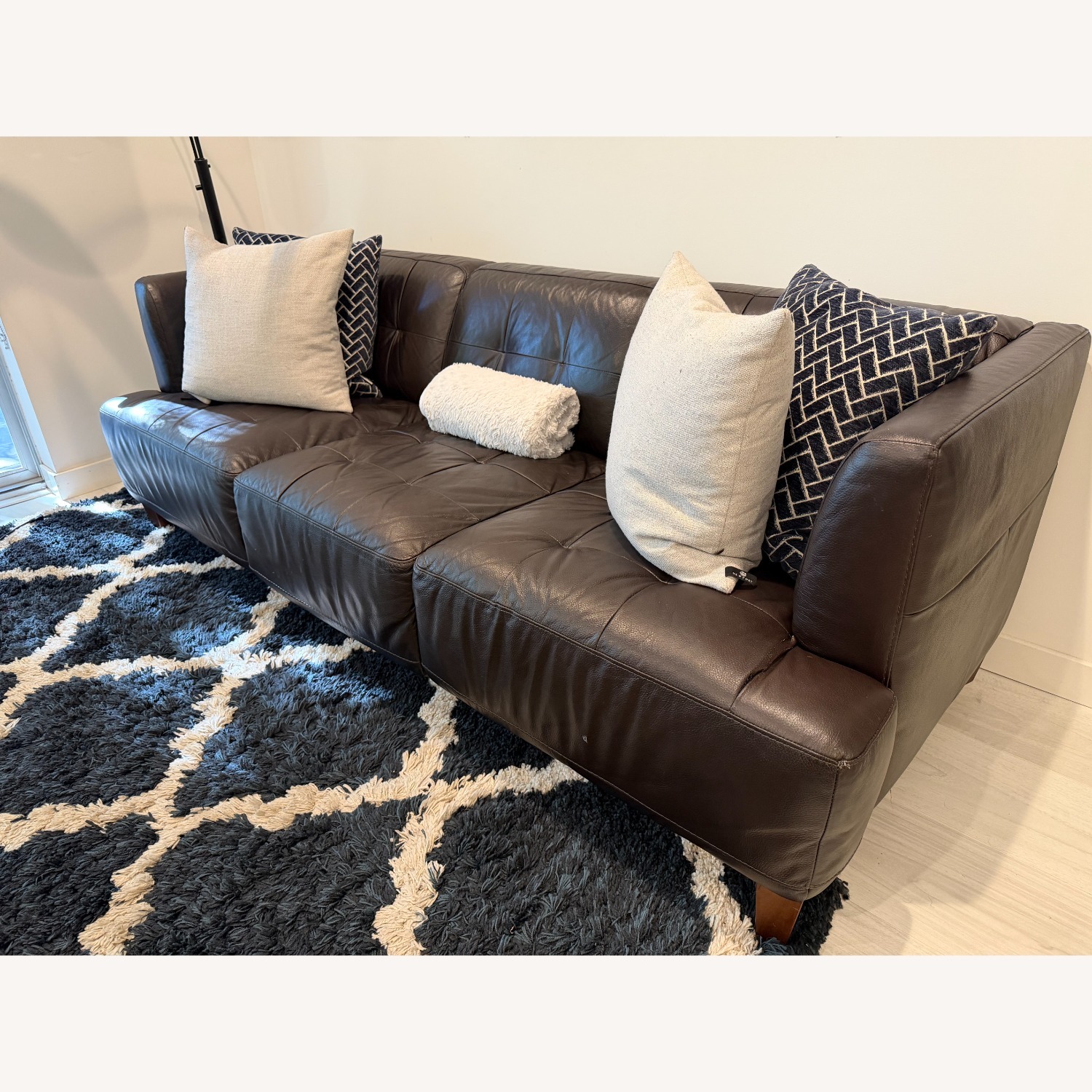 Macy's Alessia Dark Brown Leather 3+ Seater Sofa - image-2