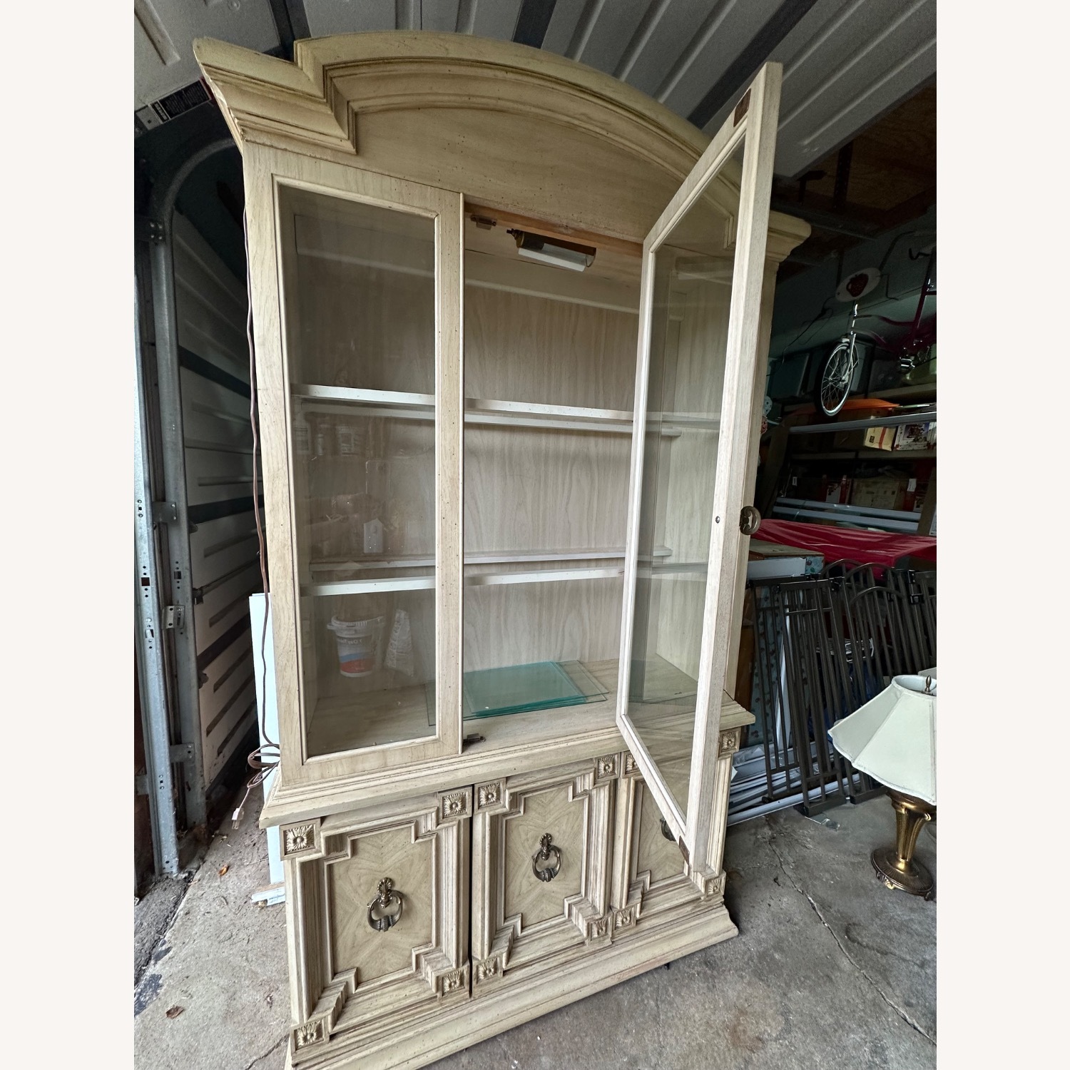 Vintage/Antique White Wood Curio Cabinet - image-3