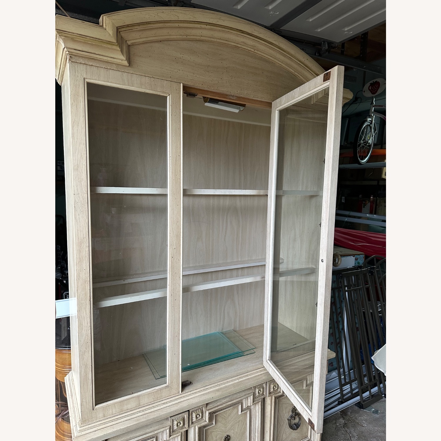 Vintage/Antique White Wood Curio Cabinet - image-4