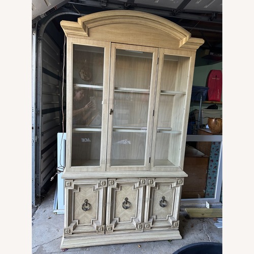Used Vintage/Antique White Wood Curio Cabinet for sale on AptDeco