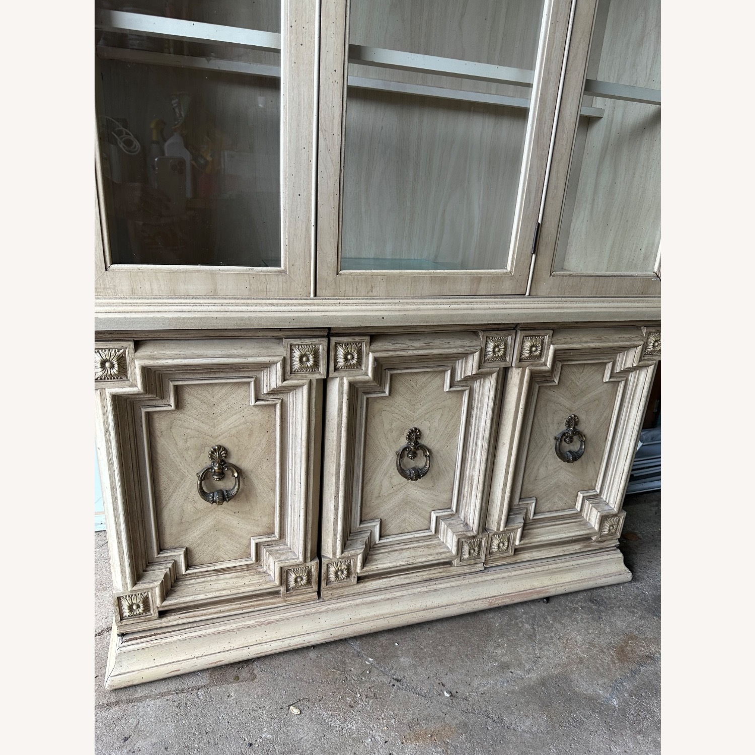 Vintage/Antique White Wood Curio Cabinet - image-7