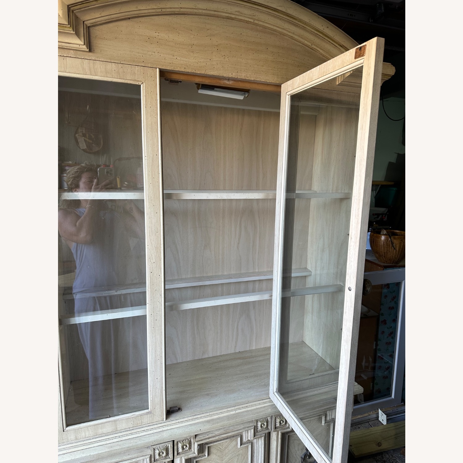 Vintage/Antique White Wood Curio Cabinet - image-2