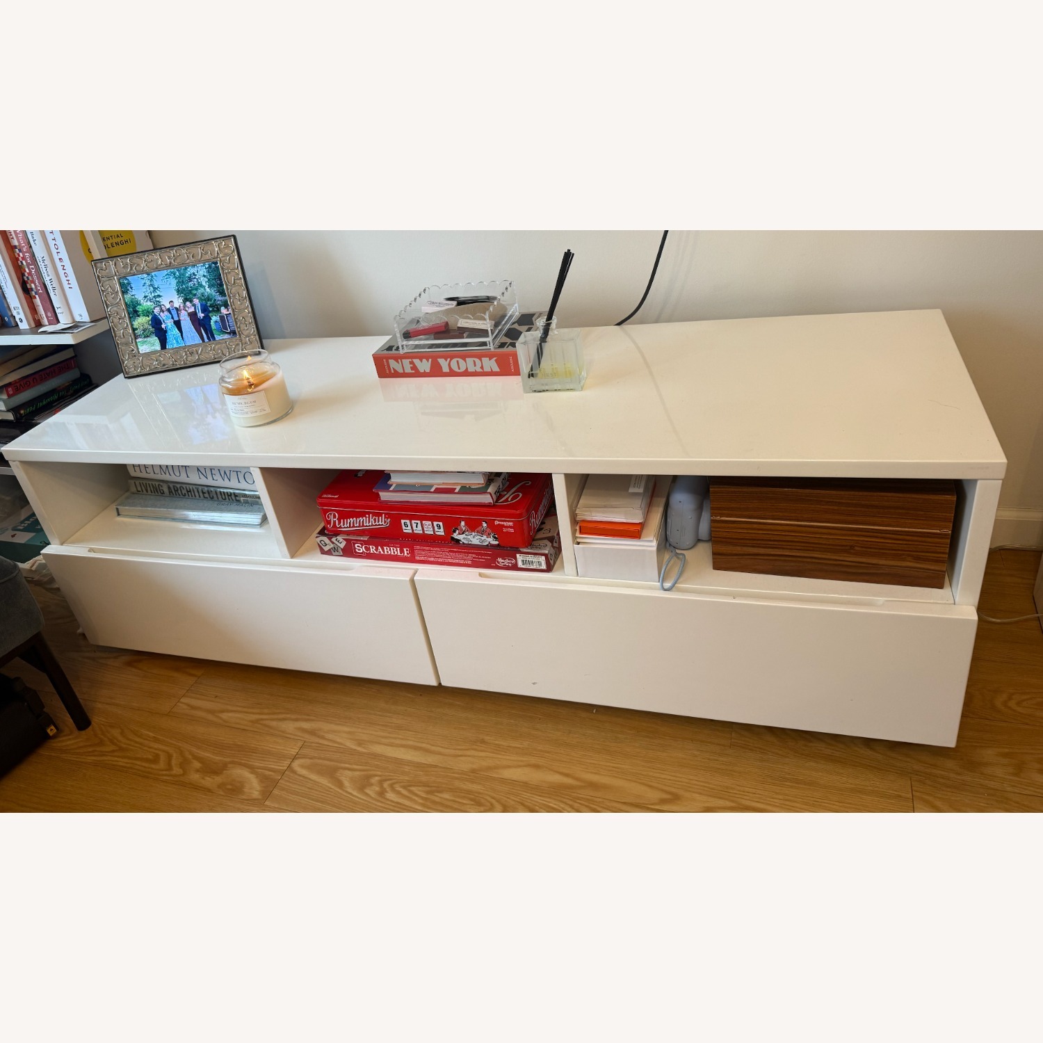 CB2 Chill White Wood Media Storage - image-1