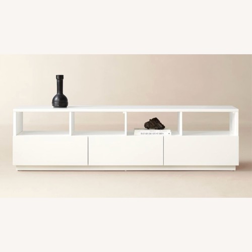 Used CB2 Chill White Wood Media Storage for sale on AptDeco
