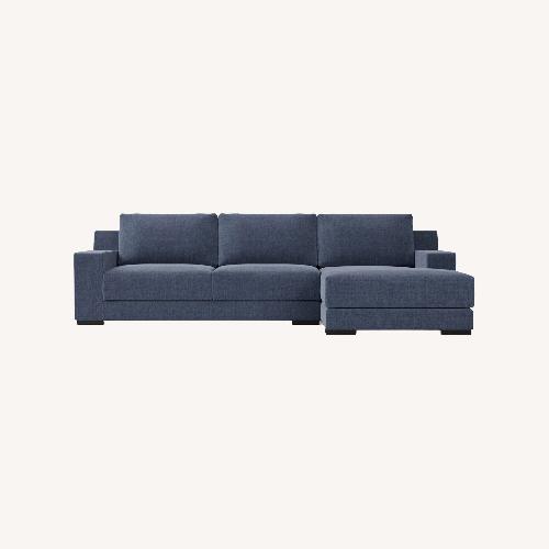 Used West Elm Dalton Blue Fabric 2 Piece Sectional for sale on AptDeco