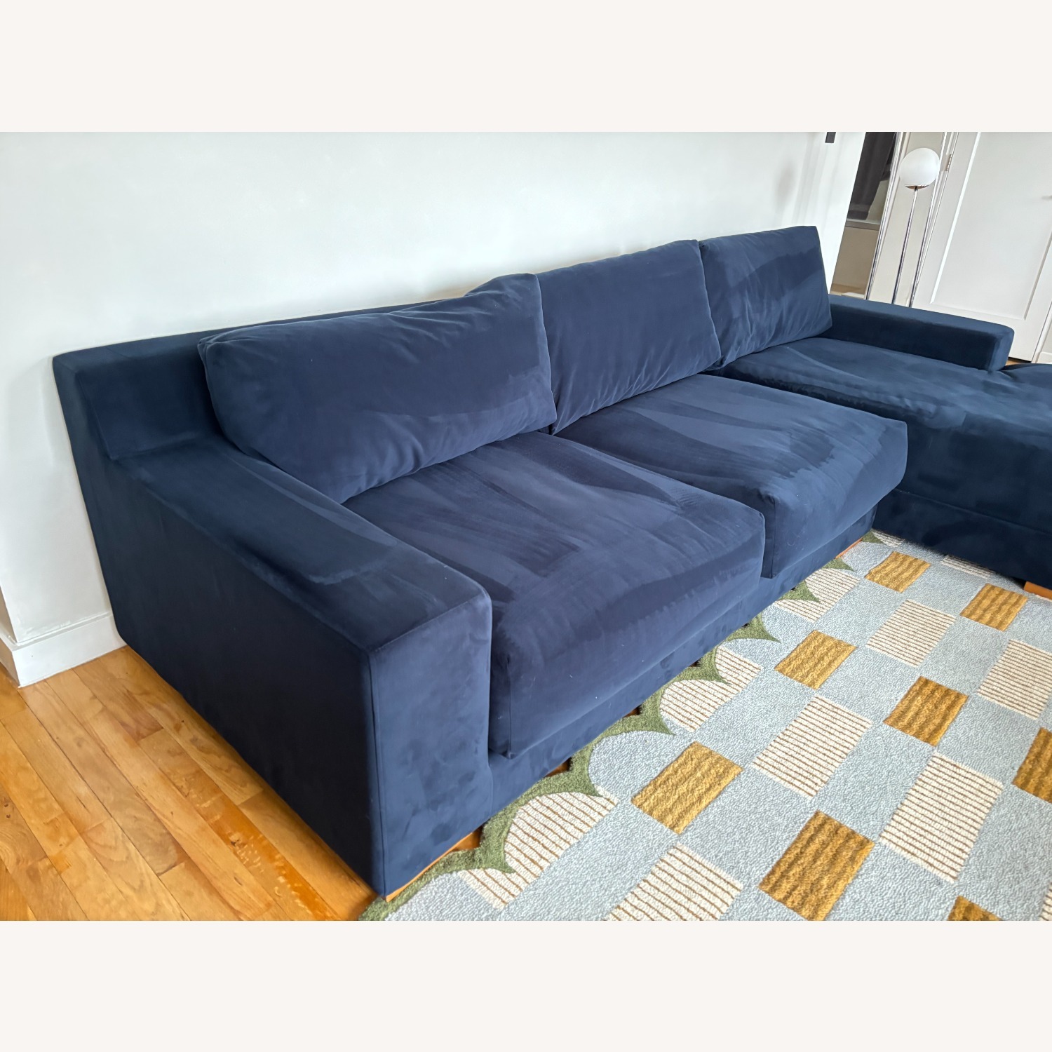 West Elm Dalton Blue Fabric 2 Piece Sectional - image-2