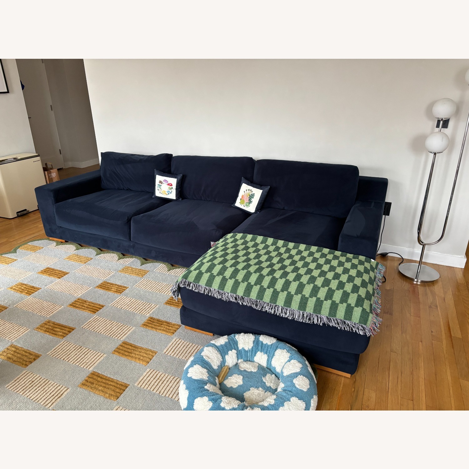 West Elm Dalton Blue Fabric 2 Piece Sectional - image-7