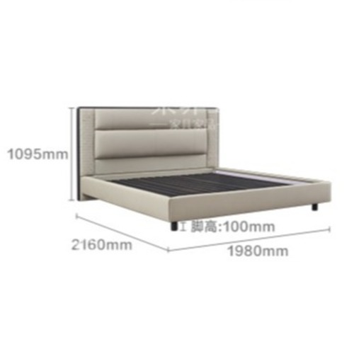 Used Solid Wood & Leather Bed Frame  for sale on AptDeco