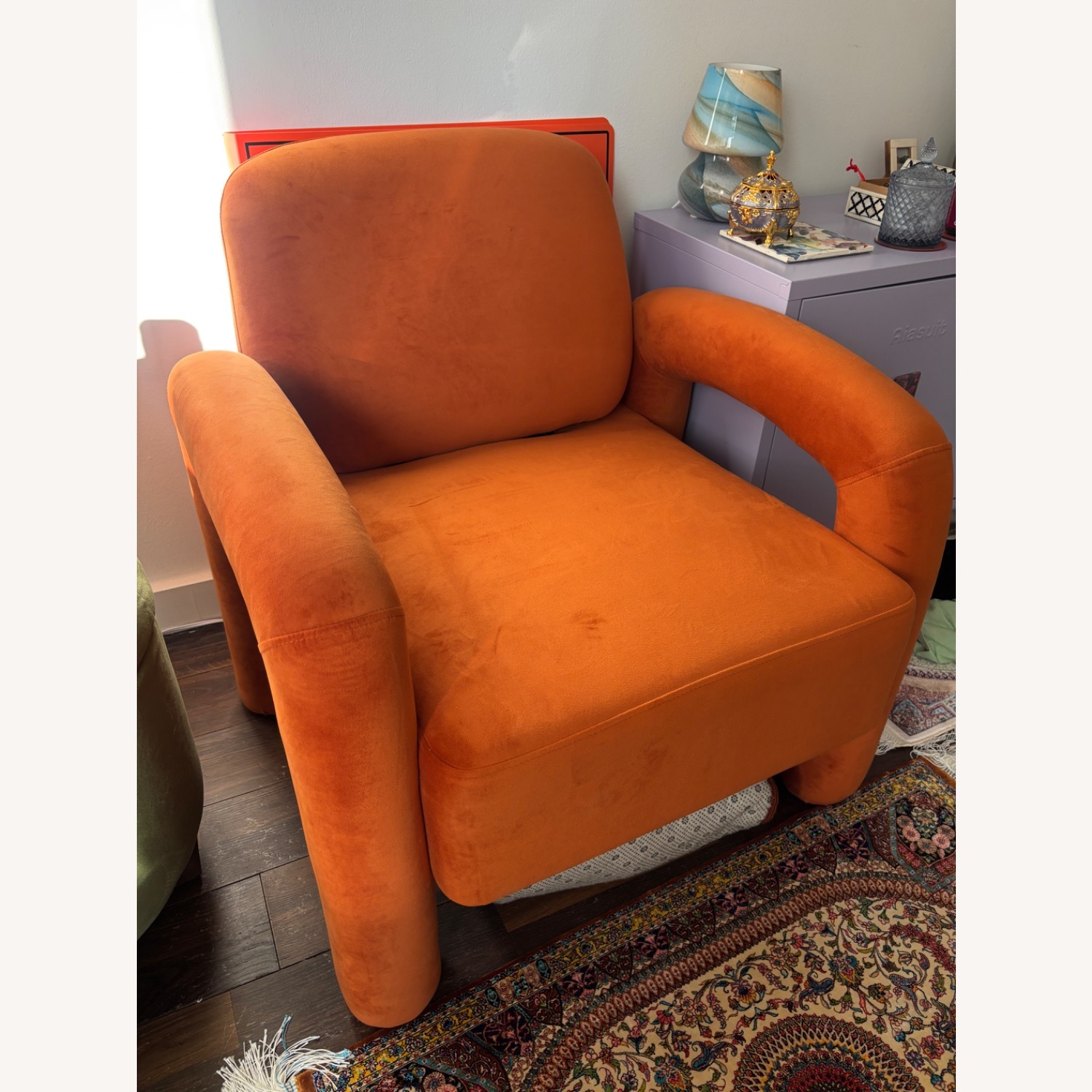 Modern velvet upholstered accent chair - image-2