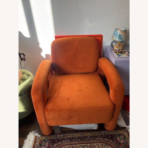 Used Modern velvet upholstered accent chair for sale on AptDeco
