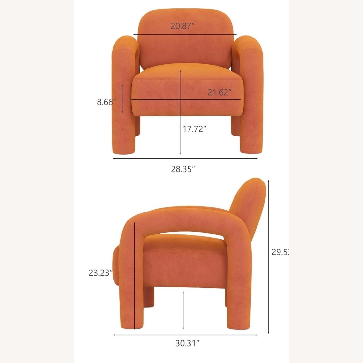 Modern velvet upholstered accent chair - image-3