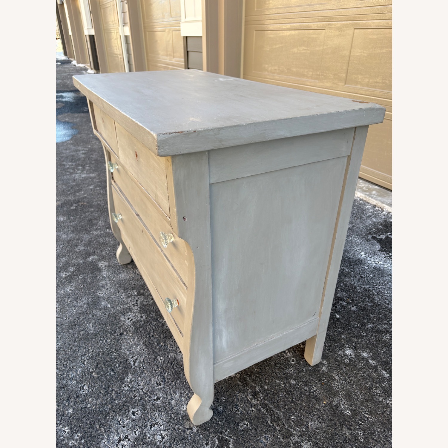 Vintage/Antique Light Gray Wood Dresser - image-2