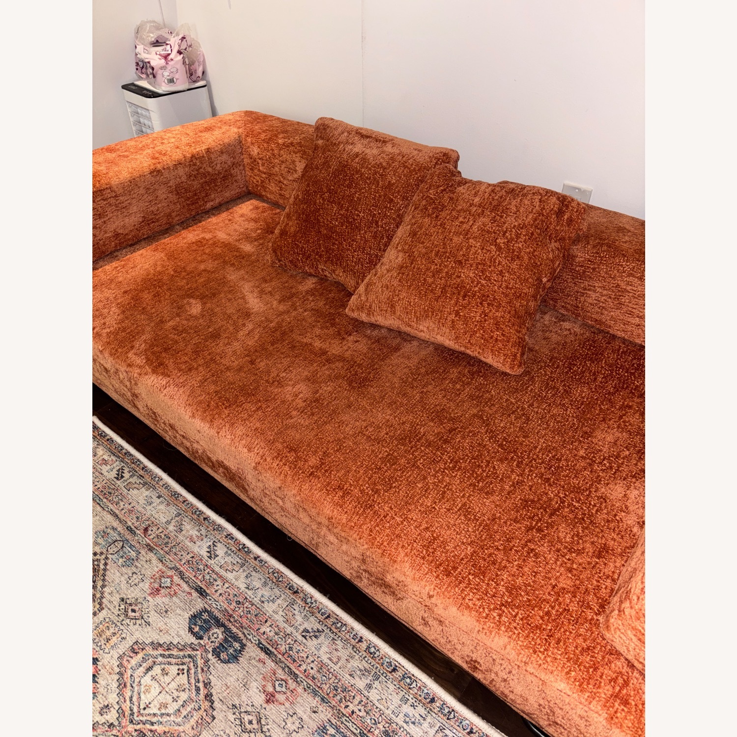 Orange Velvet Sleeper Sofa - image-2