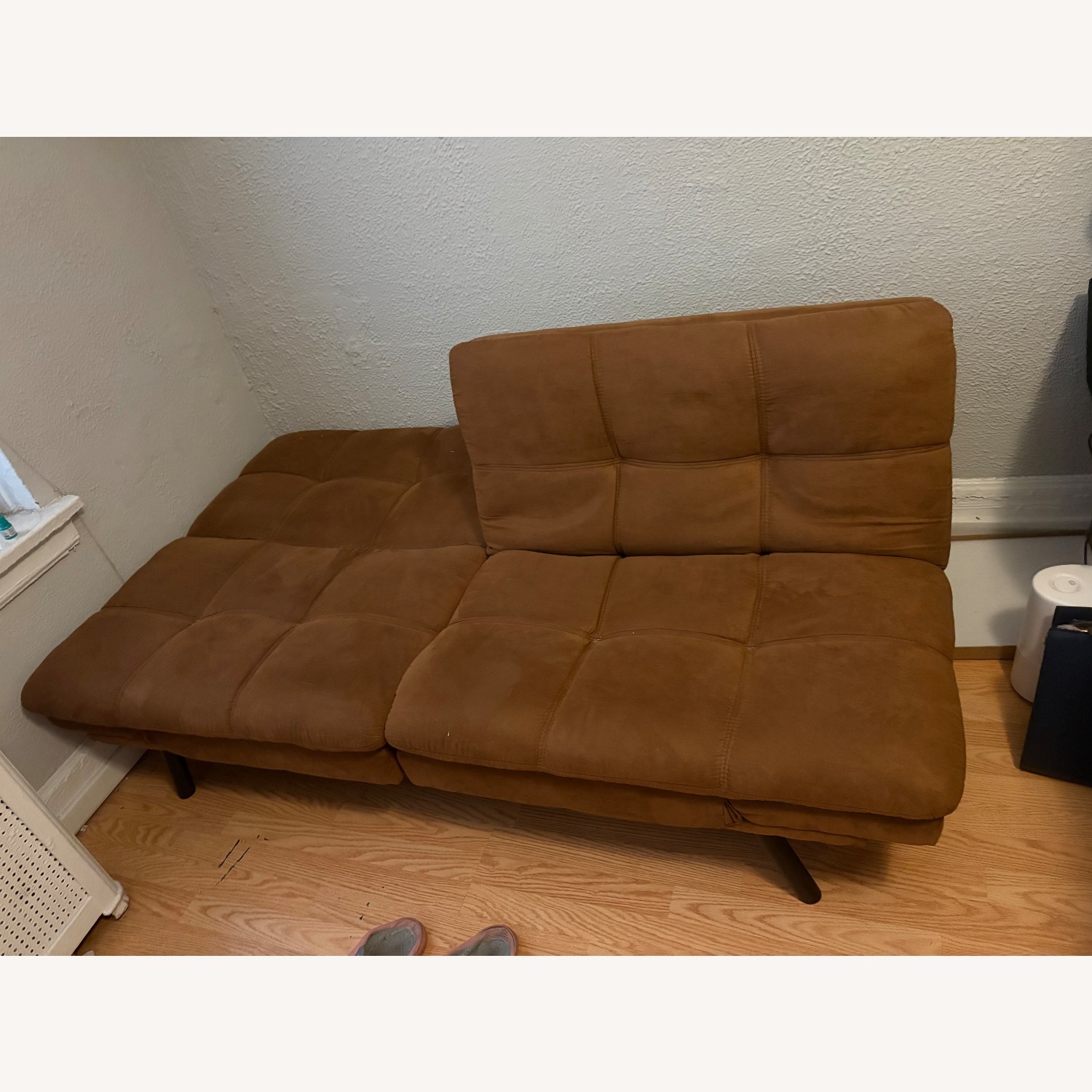 Pottery Barn Dark Brown Suede Futon - image-3