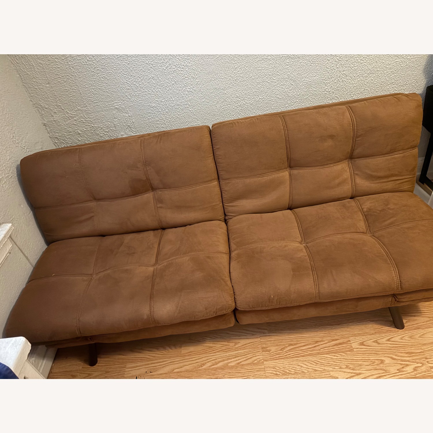 Pottery Barn Dark Brown Suede Futon - image-2