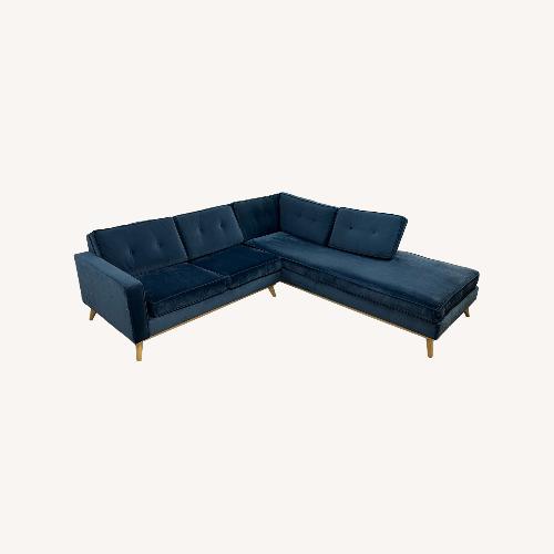 Used Etsy Artisan Blue Velvet Couch for sale on AptDeco