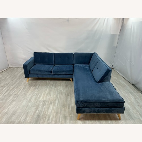 Used Etsy Artisan Blue Velvet Couch for sale on AptDeco