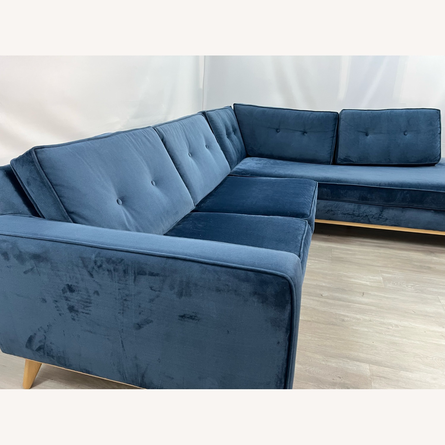 Etsy Artisan Blue Velvet Couch - image-4