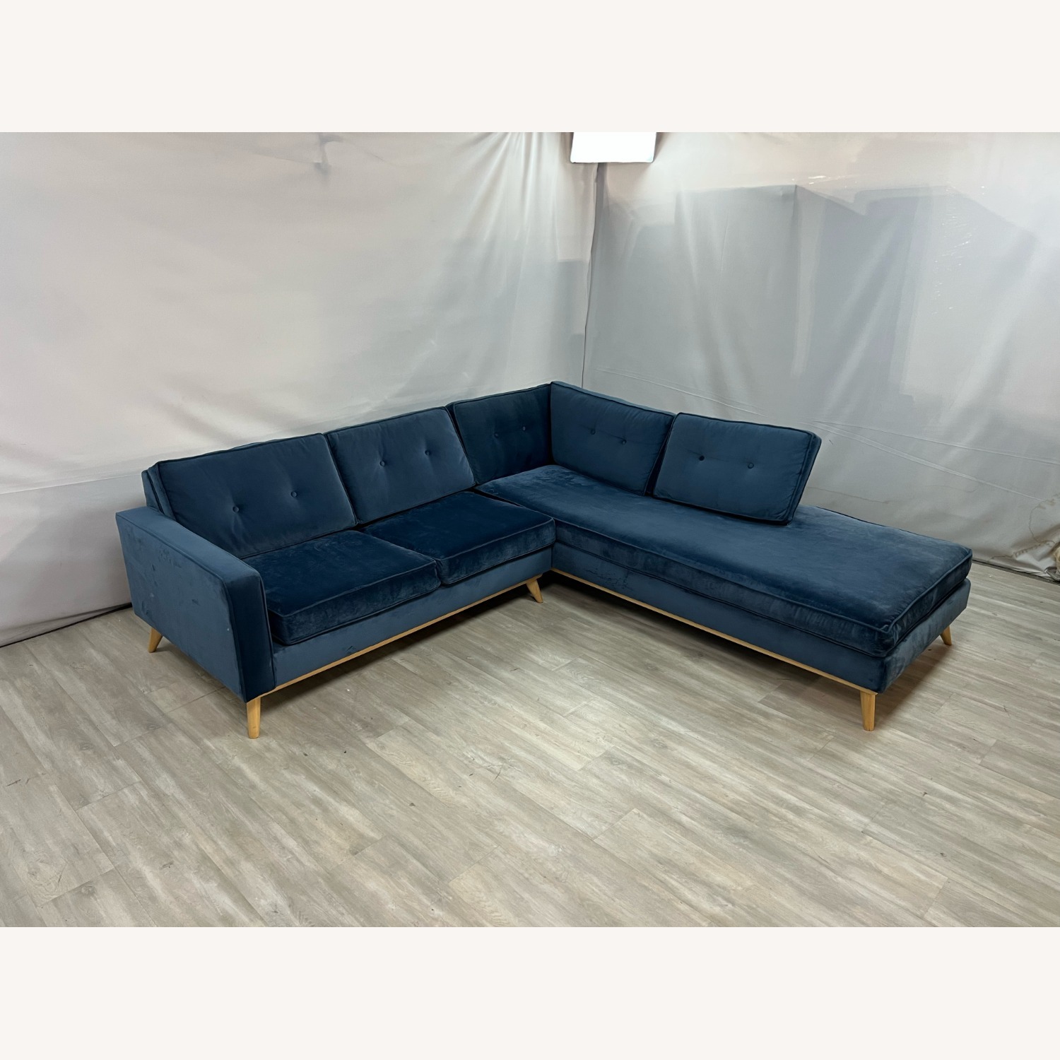 Etsy Artisan Blue Velvet Couch - image-1