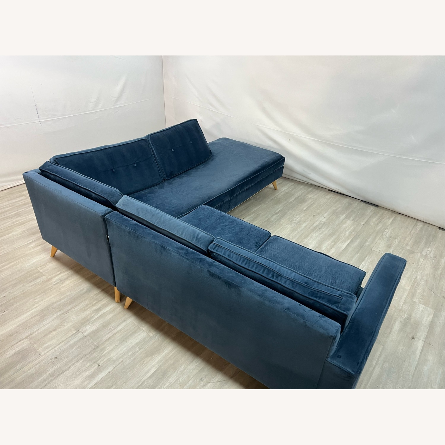 Etsy Artisan Blue Velvet Couch - image-6