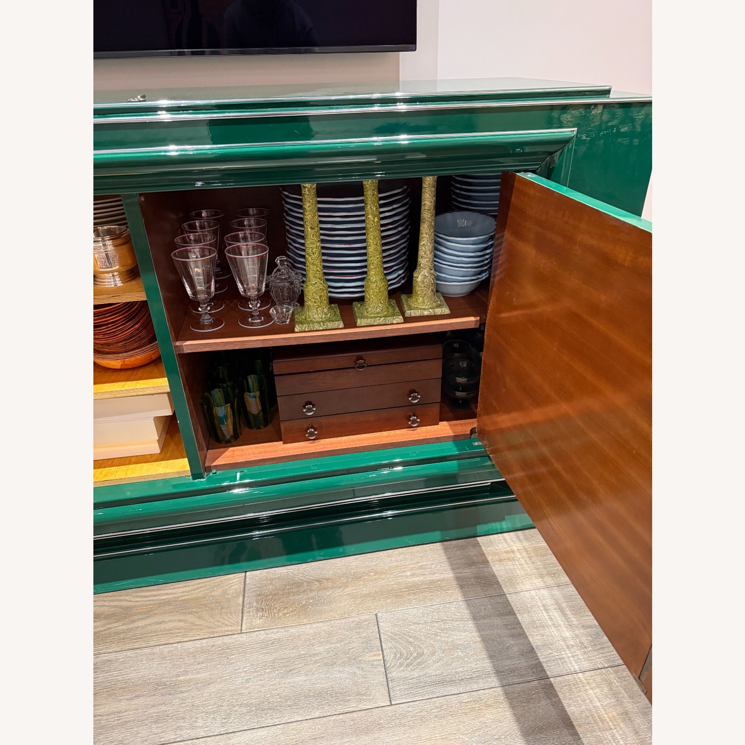 Green Wood Sideboard / Credenza - image-2