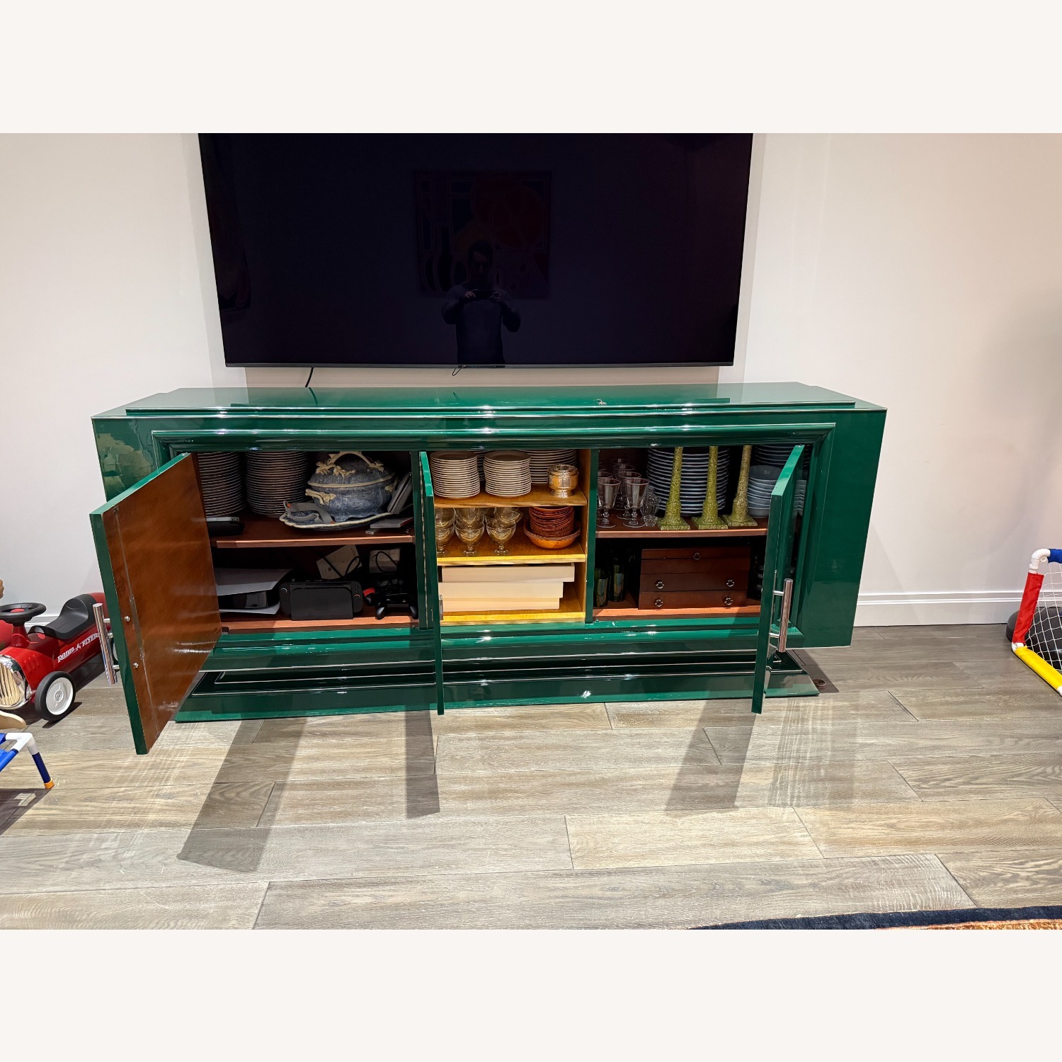 Green Wood Sideboard / Credenza - image-1