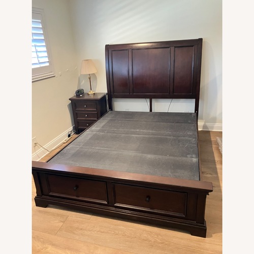 Used Queen Platform Bed W Headboard, Footboard for sale on AptDeco