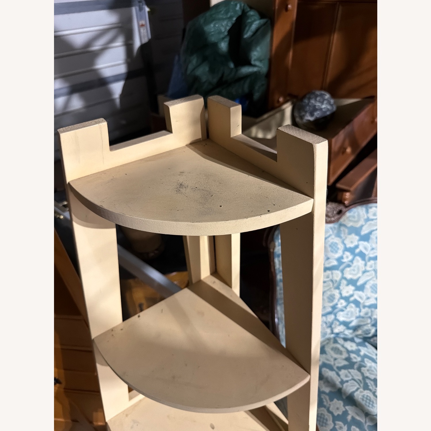 Yellow Wood Corner Wall Shelf - image-1