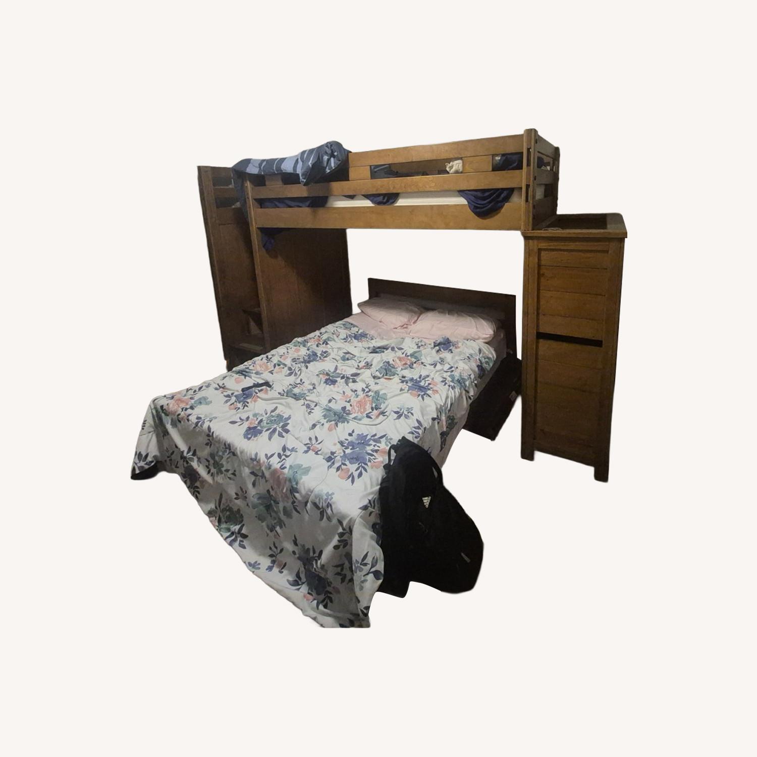 Rooms To Go Light Brown Wood Bunk Bed - image-0