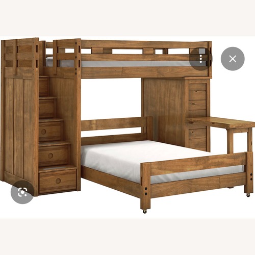 Used Rooms To Go Light Brown Wood Bunk Bed for sale on AptDeco