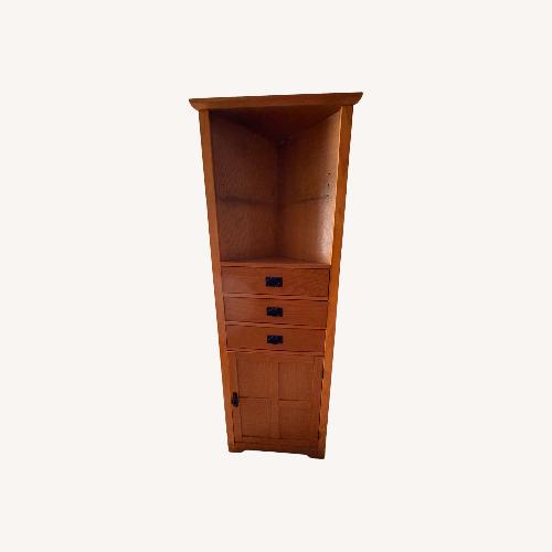 Used Brown Wood Veneer CORNER Wall Shelf for sale on AptDeco