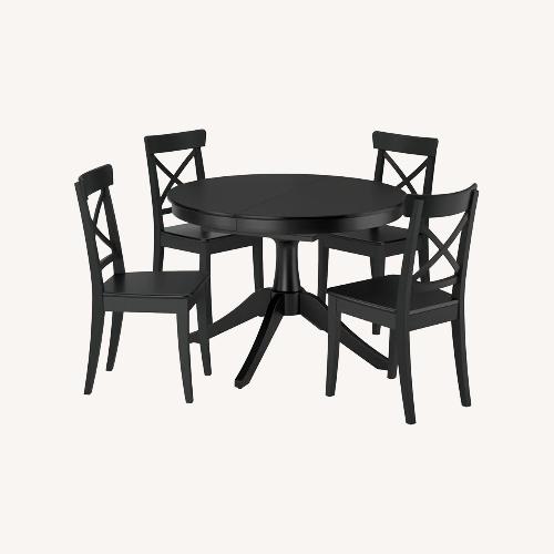 Used IKEA Rosentorp Black Wood Dining Set for sale on AptDeco