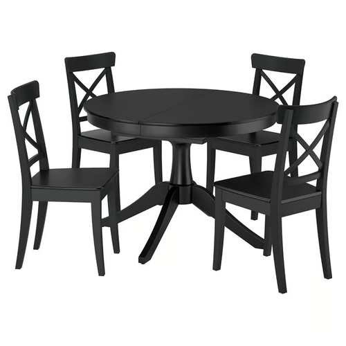 Used IKEA Rosentorp Black Wood Dining Set for sale on AptDeco