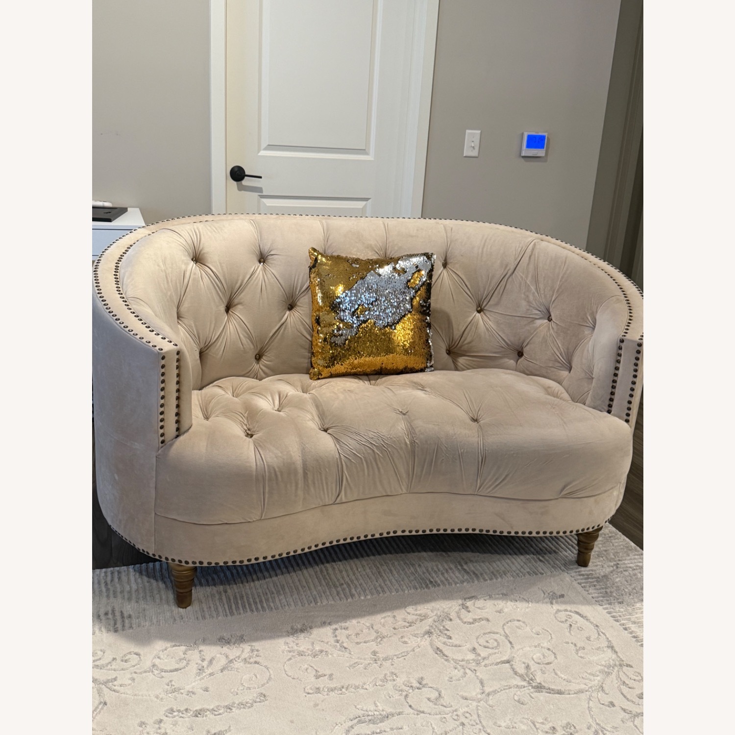 Ashley Furniture Gold Fabric Loveseat - image-2