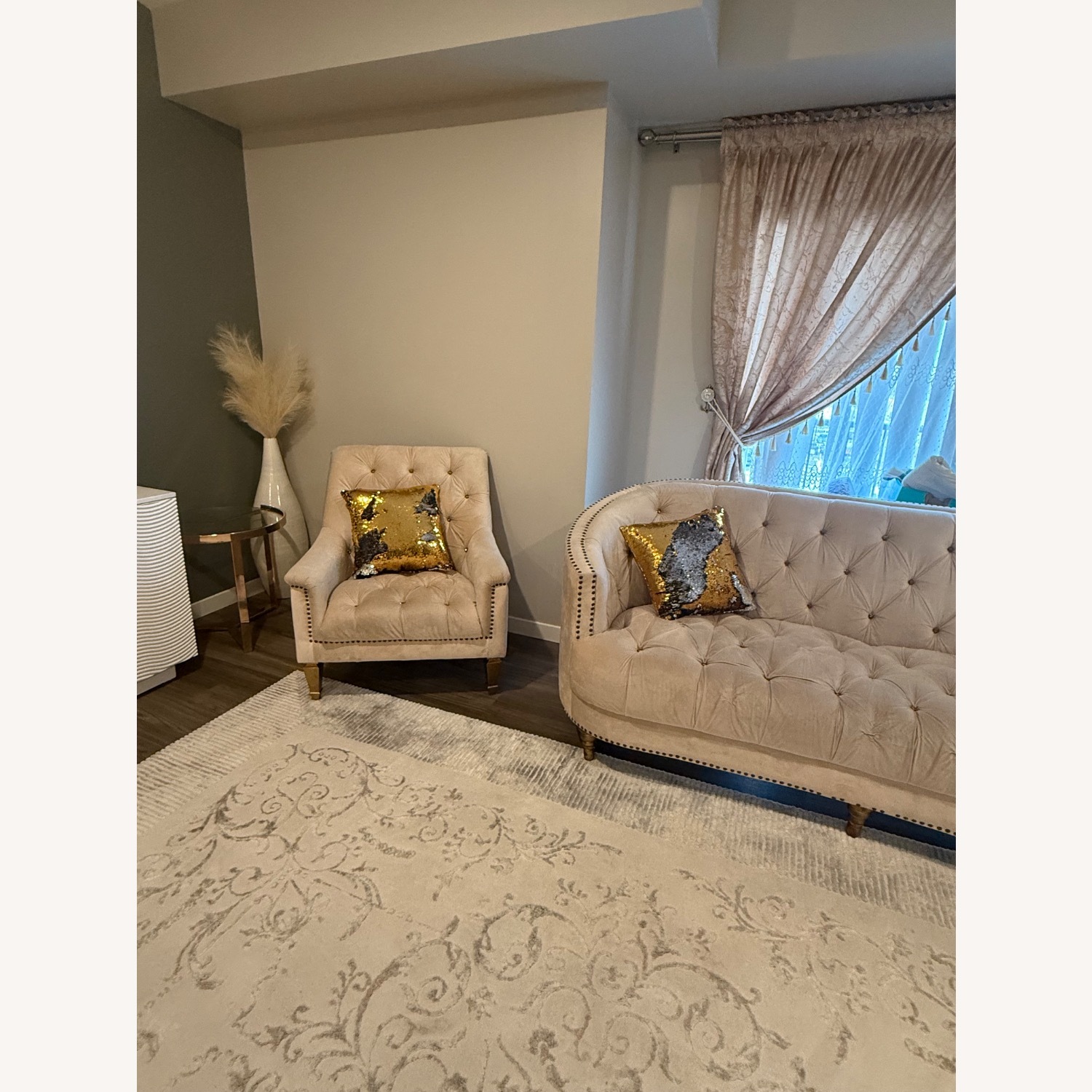 Ashley Furniture Gold Fabric Loveseat - image-5