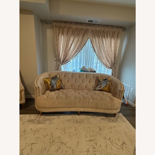 Used Ashley Furniture Gold Fabric Loveseat for sale on AptDeco