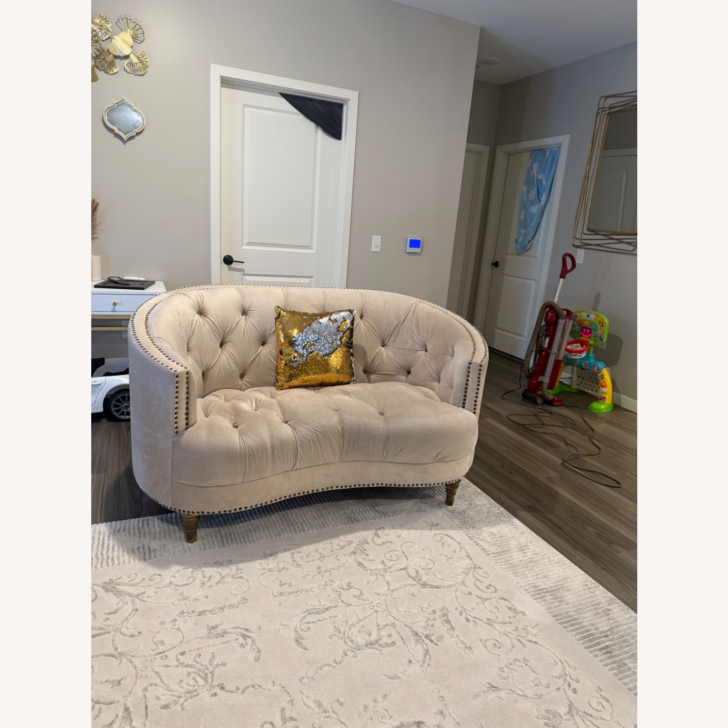 Ashley Furniture Gold Fabric Loveseat - image-4