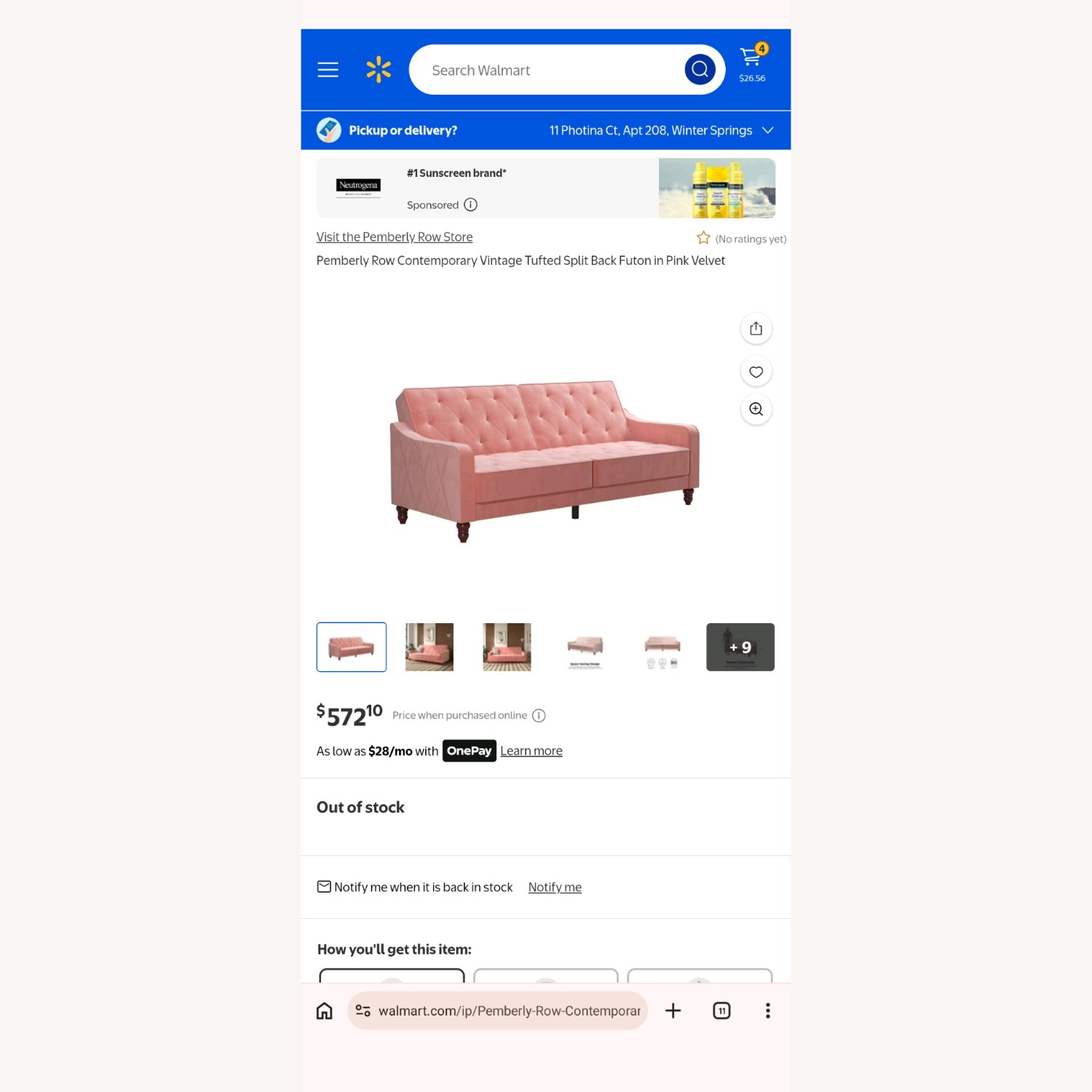 9 by Novogratz Pink Futon - image-5