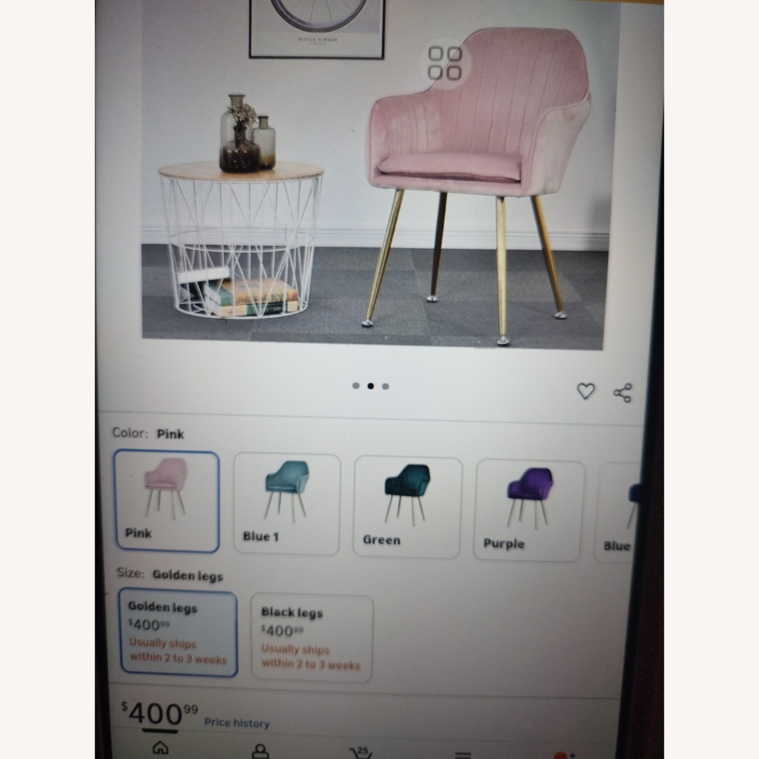 Amazon Pink Accent Chairs Velvet - image-3