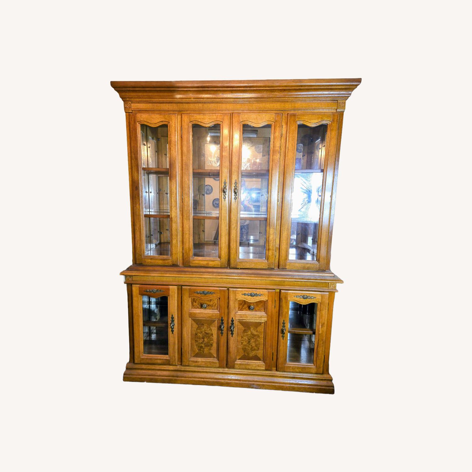 Brown Wood & Glass China Cabinet - image-0
