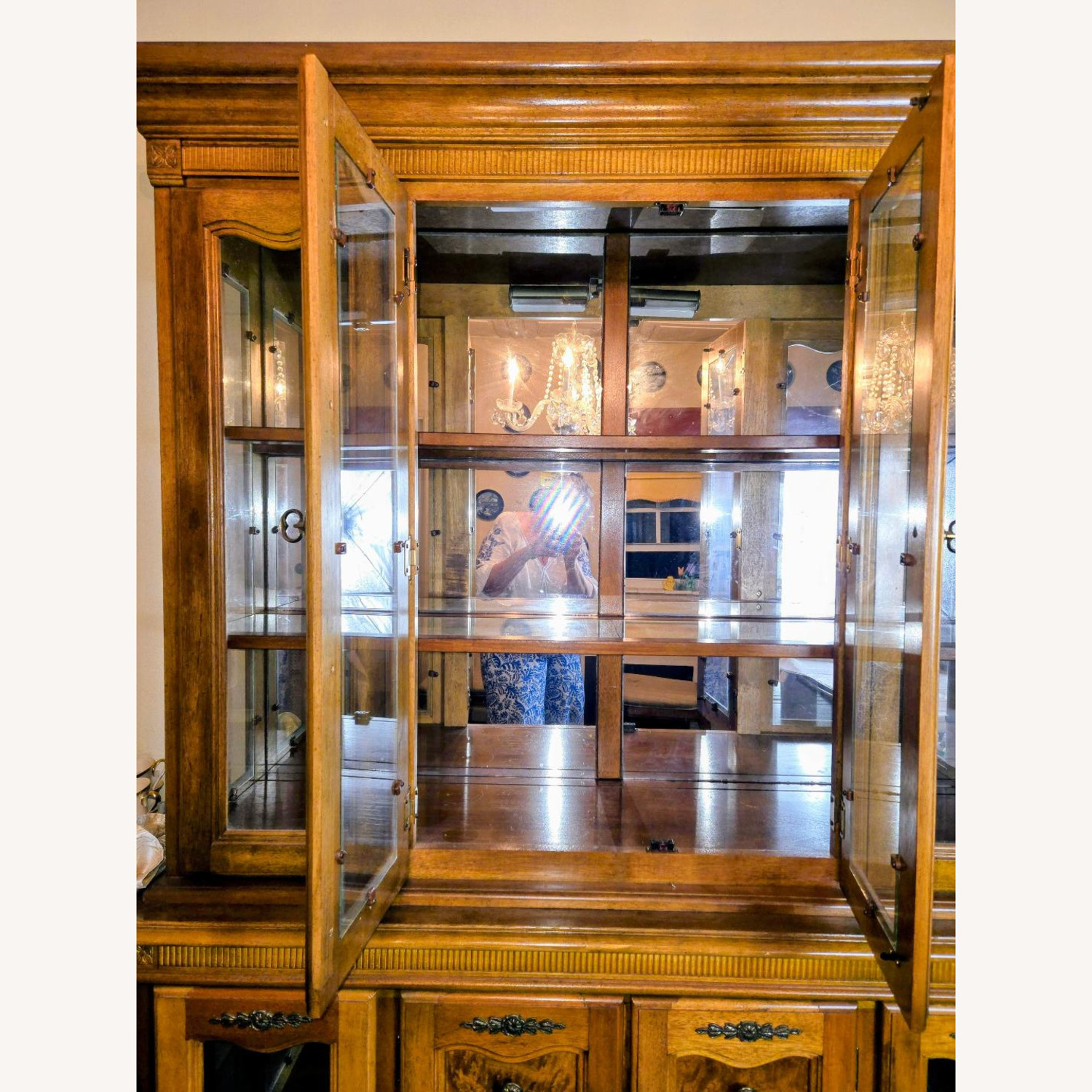 Brown Wood & Glass China Cabinet - image-2